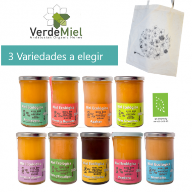 Bolsa VerdeMiel con 3 tarros de 800g