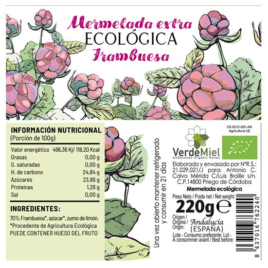 Mermelada ecológica Frambuesa